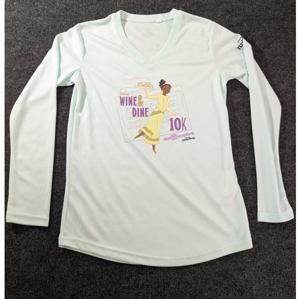 runDisney Wine & Dine 10K Women Small Mint Green Excellent Tiana Long Sleeve